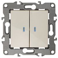 Выключатель с подсветкой без рамки Эра S12 2-кл 10А слоновая кость картинка